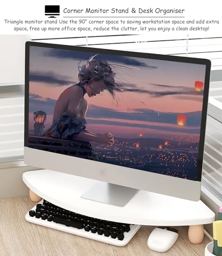 Support de moniteur d'angle incurvé en bois massif pour bureau - 3