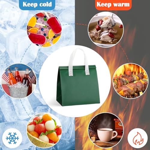 FoldTier 50 Pcs Insulated Take Away Bags Bulk Thermal Insulation Food Bags for Coffee Milk Tea Hot Cold Fresh Food Seafood for Catering Restaurant Grocery (9.45x9.45x5.91inch,Dark Green)