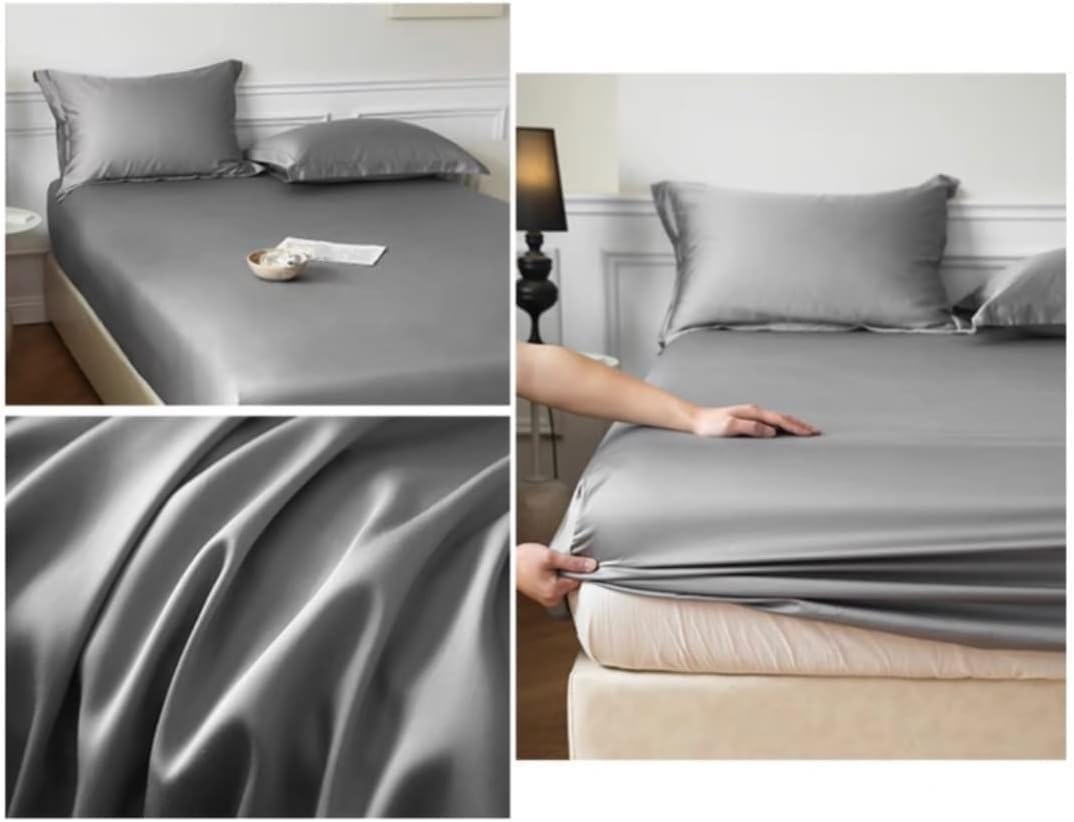Fitted Sheet Set with 2 Pillowcases, 10 Inch Deep Pocket, Ultra Soft & Breathable, Wrinkle Free Easy Care, Solid Color, for Twin Double Queen King Size Beds(White,Queen152.5x203cm)