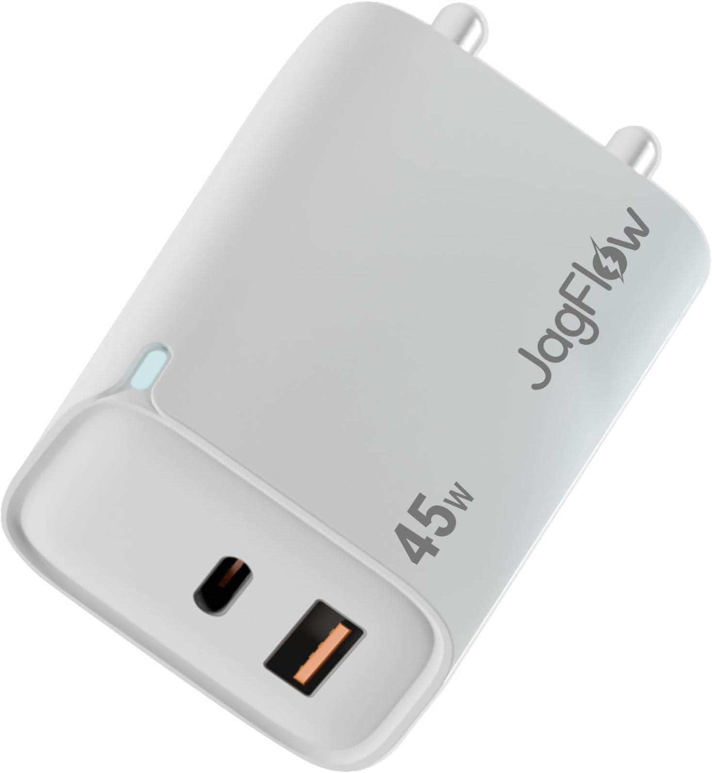 45W Fast Charging Power Adapter with Type-C & USB-A Ports | PD 3.0 & QC Support Wall Charger for Smartphones, Tablets & USB-C Devices | White