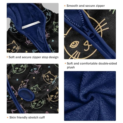 CHIFIGNO Colorful Neon Cat Toddler Boys Hooded Jacket, Soft Lightweight Sweatshirt Jacket 3T3