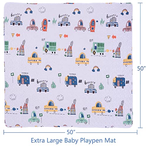MIIMER Washable Baby Play Mat Portable Playmat for Babies 63x43”, Foldable Toddler Playpen Mat Non-Slip Baby Tummy Time Mat, Soft Floor Play Mats for Infants Extra Large Crawling Mat Car - Thumbnail 3