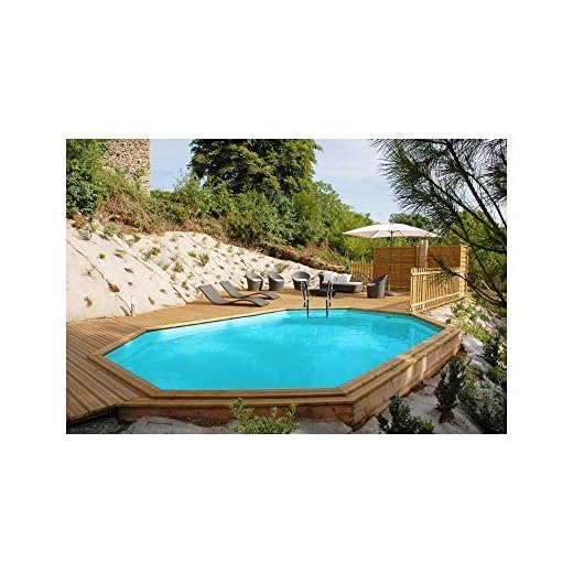 Gre 790098 - Piscina De Madera Ovalada Sunbay 672 X 472 X 146 Cm Con Escalera Ext. Madera/Int. Acero Inoxidable Y Filtro De Arena 12 M3/H
