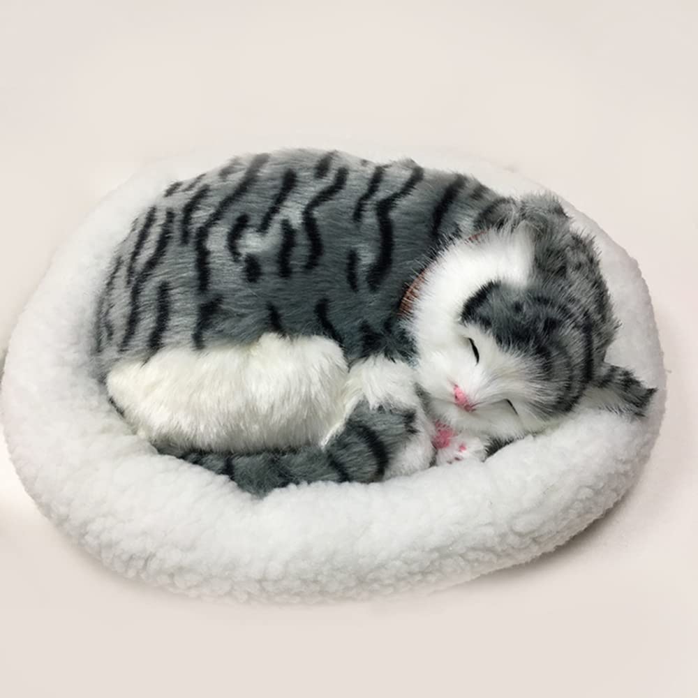 Sleepy Little Cat Animals Decor, Realistic Dog Stuffed Animal Toy, Sleeping Breathing Cat Model Decoration, Creative Simulation Lovely Cats Dogs Plush Doll Toy Breathing cat