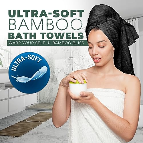 Towelogy Bamboo Extra Large Bath Towels (90x140cm, 1 Pack) - Highly Absorbent & Fast Drying Bath Sheets OEKO-TEX CERTIFIED (Black, 1) - Image 4