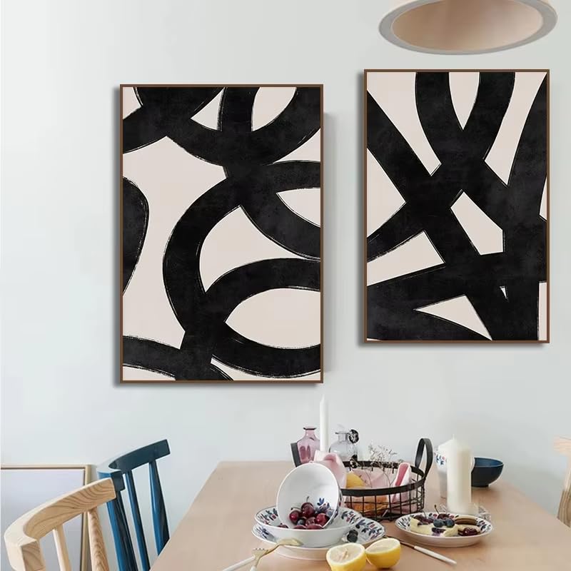 Art minimaliste de décoration murale affiche moderne beige noire 70x90 cm