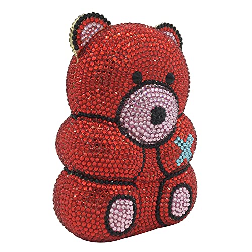 Image of Boutique De FGG Bear Evening Bags and clutches for Women Formal Crystal Clutch Purse Party Animal Rhinestone Handbags,Mini
