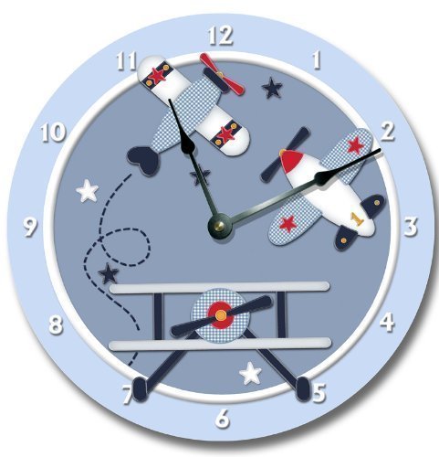 Fancy this baby aviator wall art clock nursery airplane large 10 …