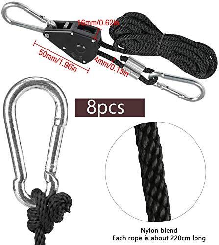 Vibury 4 paar 1/8 inch zware ratel touwen, hanger katrol touw verstelbare touw ratel hanger, groeien licht touw hangers… - Afbeelding 4