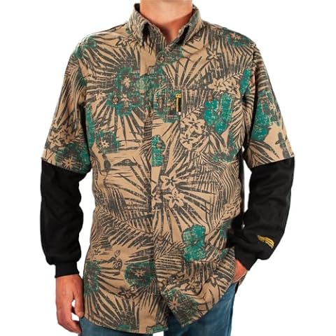 BENCHMARK FR Flame Resistant Long Sleeve Hawaiian Shirt (Tropi Camo, Large) Cover