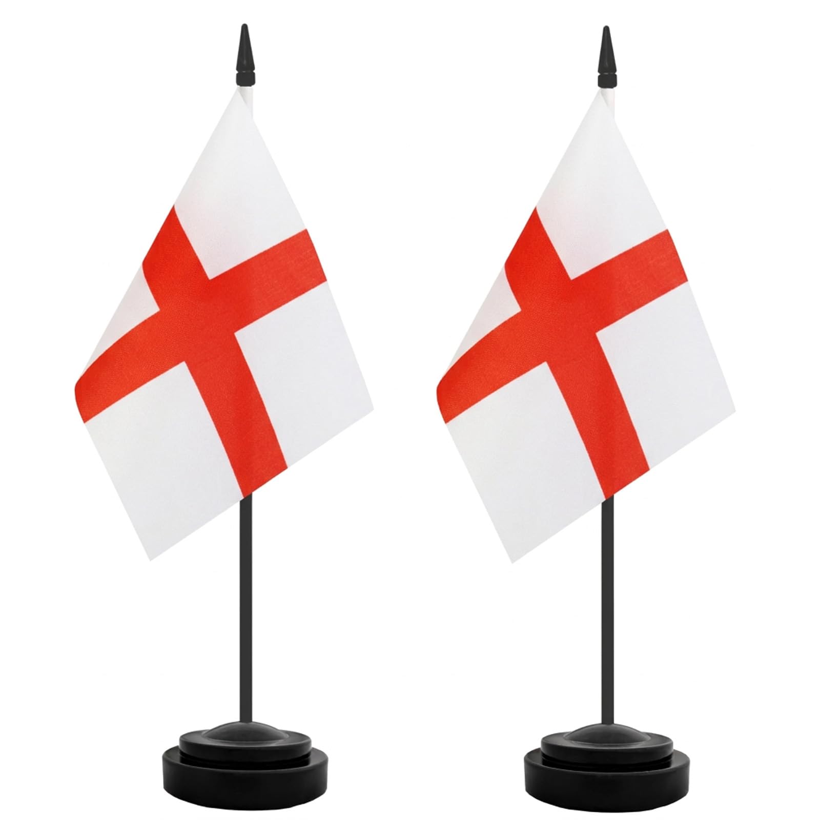 HOMAVEL 2Pcs England Desk Flag 21x14cm - England Mini Desktop Flag for Football 2026 World Cup, Small Table Flag with Pole & Plastic Base for Office Desk, Car, Party Decorations, St George's Cross — image 1