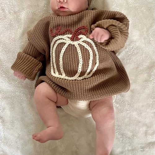 bemeyourbbs toddler baby boy girl knit sweaters oversized long sleeve embroidery shirt newborn cute fall winter clothes