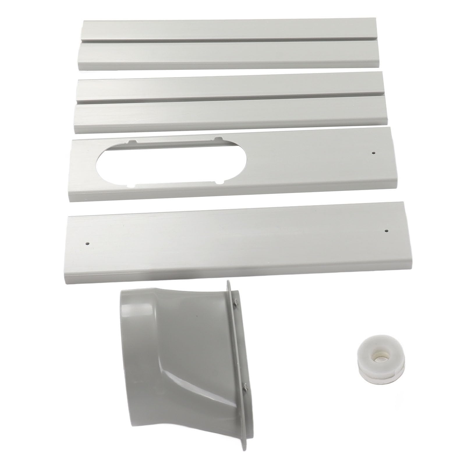 Kit Finestra per Condizionatore Portatile Regolabile 43-140cm con Adattatore 130mm PVC Include 4 Deflettori Viti e Striscia Fissa