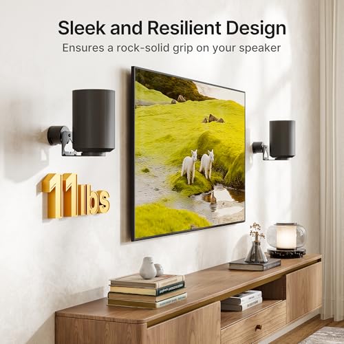 Image of PEGZONE Speaker Wall Mount for Sonos Era 100 and Era 300, 1 Pair, Black | Flexible Angle Adjustment, Surround Sound Speaker Wall Bracket Compatible with Sonos Era Speakers