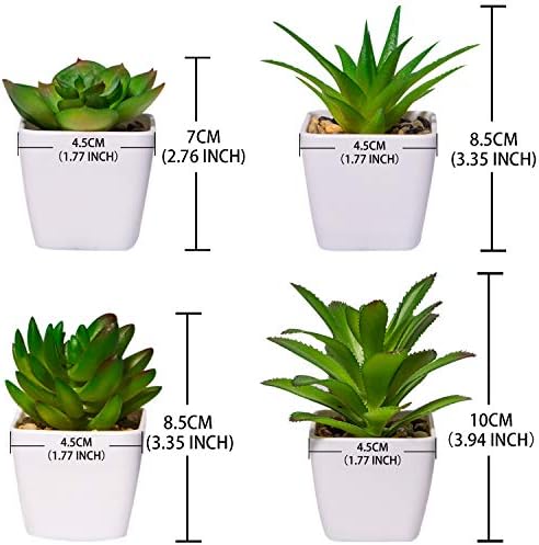 YHmall 4 PCS Artificial Plants Indoors in Pots Fake Plants Potted Series Desk Artificial Plastic Plant for House Office Bedroom Bathroom Kitchen Decor (GREEN 1)