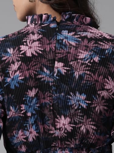Image of Aarika Womens Black Colour Floral Print Georgette Dress