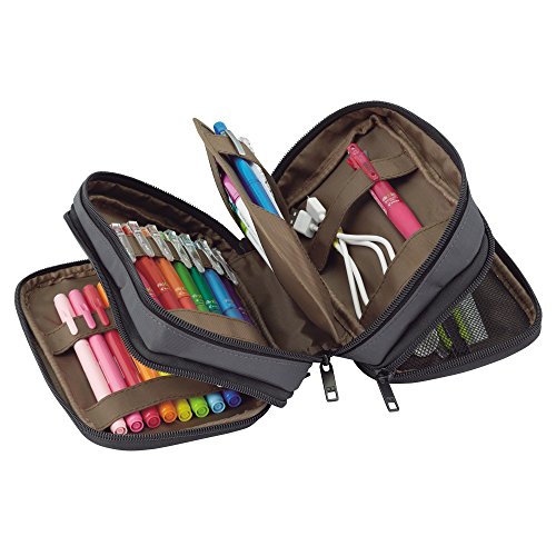Image of LIHITLAB Large Capacity Triple Zipper Pencil Case For School Office College, Big Capacity 8 Compartments Pencil Bag Holder Adults Teen Boys Girls, Travel Cosmetics Storage, Ice Gray Camo (A7556-135)