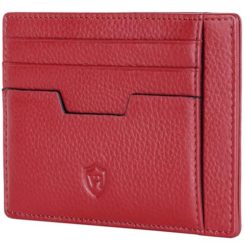 VON HEESEN Echtleder RFID Kartenetui aus Nappa-Leder - 9 Fächer - Querformat Kreditkartenetui für Damen & Herren (Rot)