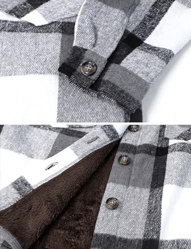 APAFES Women's Winter Warm Sherpa Fleece Lined Jacket Fuzzy Flannel Plaid Shacket Shirt Coats (All Sherpa Lining)4