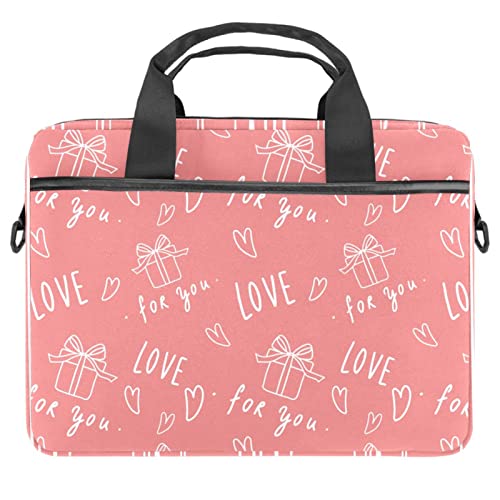 Maletín para portátil de 13 a 14.5 pulgadas con estampado rosa de amor y asa bandolera