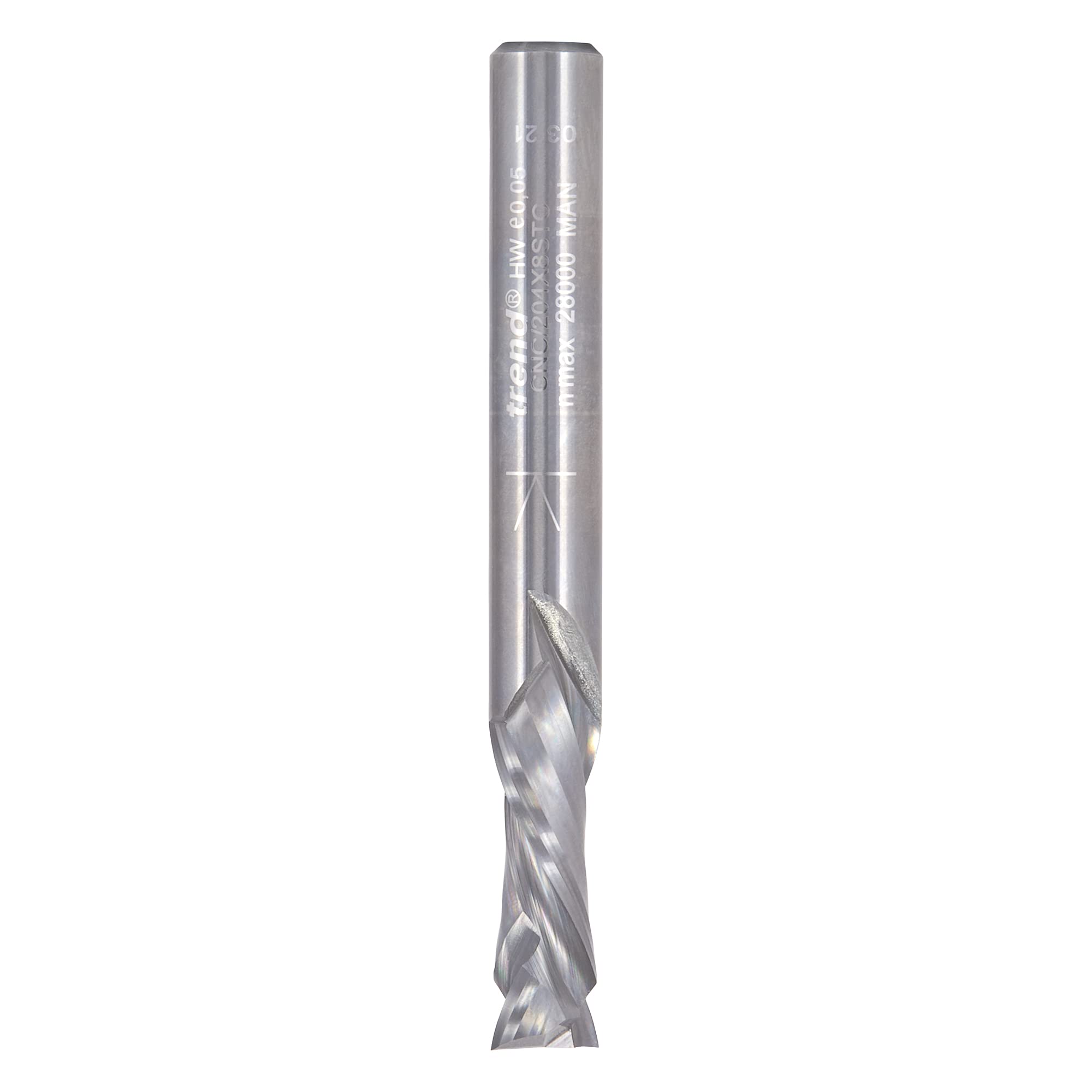 Trend Frez CNC kompresyjny 8 mm trzpień, Ø8 mm, 22 mm węglik wolframu | Lita spirala kompresyjna z węglika wolframu do czystego frezowania CNC drewna i laminatów, CNC/204X8STC