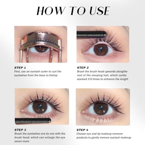 Bisienya 3PCS Doll Mascara,3D Curling Eyelash Iron Brush Mascara,Natural Thickening Lengthening Bristleless Waterproof Mascara,Non-Clumping,Smudge Proof,Flake Proof, Long Lasting (Black) - Image 8