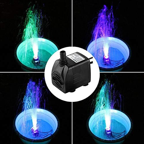 800L/H Electric Water Pump, Submersible Water Pump with 12 Color LED Light, 16W Quiet Small Water Pump for Fountain Aquarium Fish Tank Garden Pool Pond