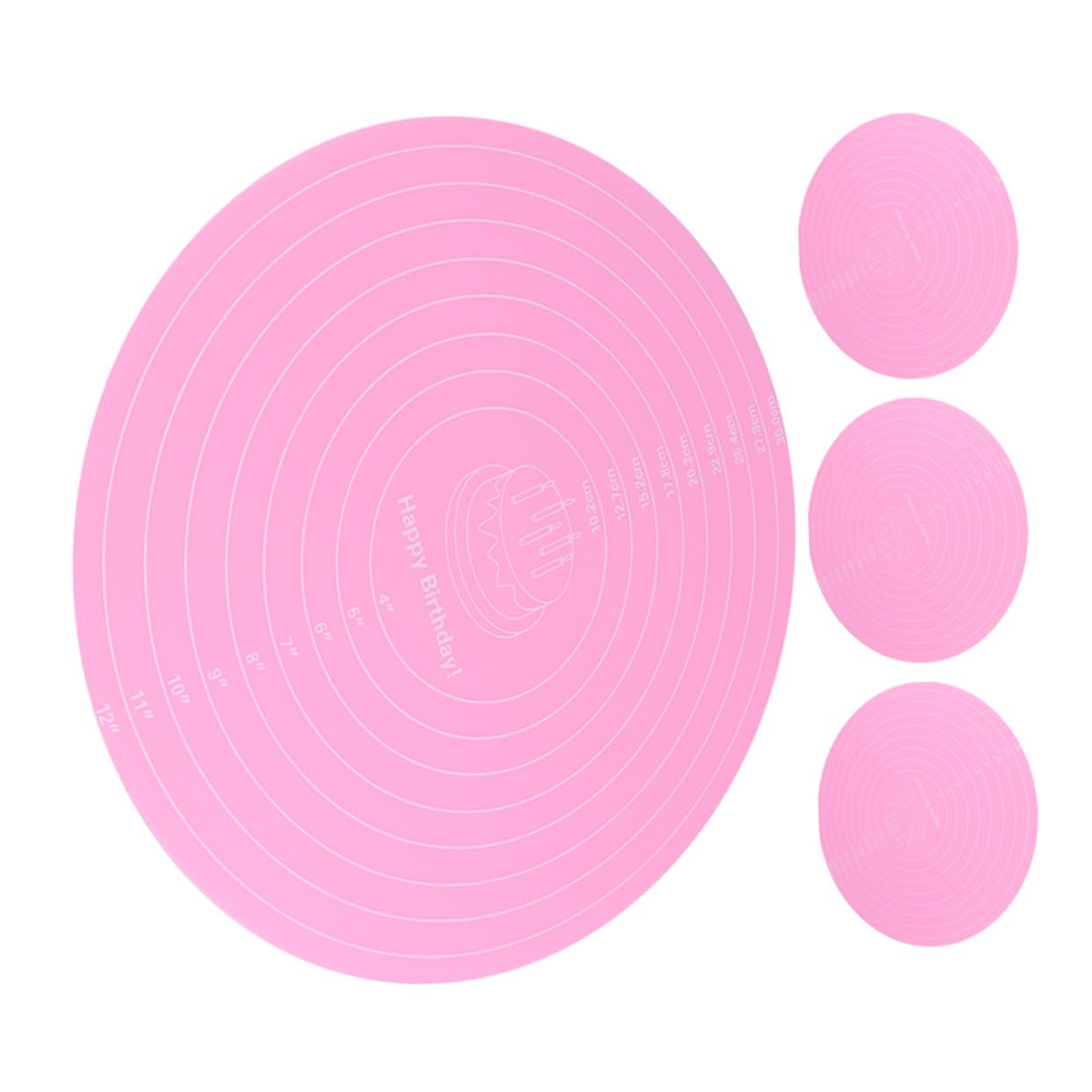 PRETYZOOM 12 Stck. Backmatte Runde Nicht-Schicht-Matte Silikonpolster Kuchen Back Antirutschmatte aus Silikon Maße Fondantmatte Silikontischmatten runde Tortenunterlage Kieselgel Rosa