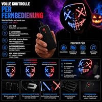 TK Gruppe Timo Klingler LED Grusel Maske - wie aus Purge für Halloween, Fasching & Karneval als Kostüm für Herren & Damen (rot/blau) – Ansicht 6