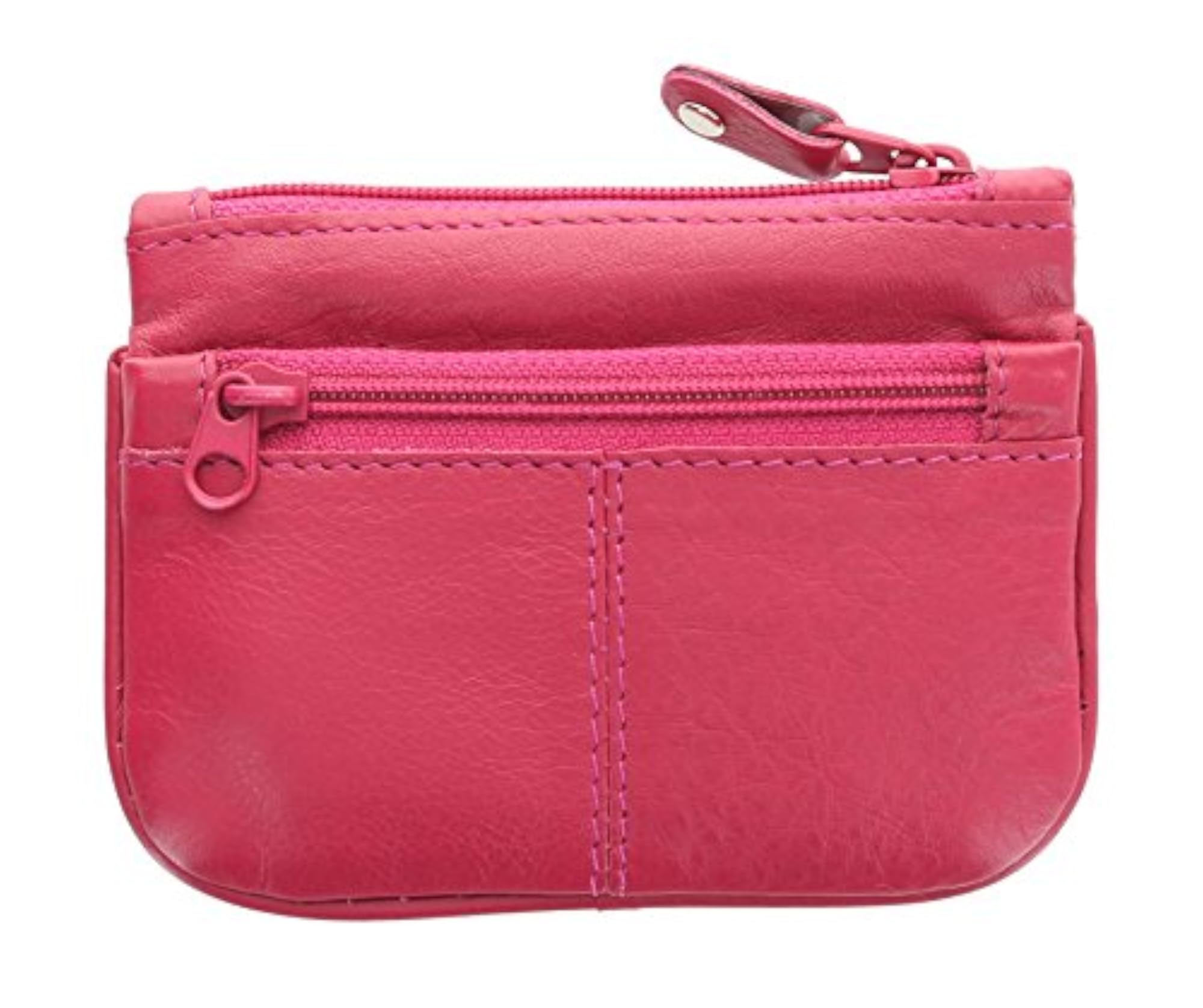 Fuchsia Leather Zip Top Coin Purse/Keycase