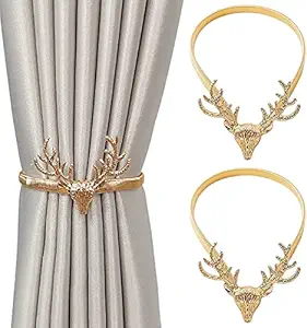 HASTHIP Curtain Tieback Adjustable Decorative Alloy Curtain Rope Curtain Holders Tieback Wall for Window Drapries Curtain Straps Curtain Clip Buckle Pack of 2