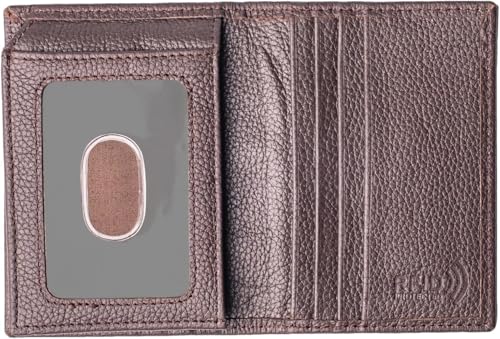 RFID Leather L-Fold Wallet for Men Card Case ID Holder Bifold Trifold Snake Texture (J700LF, Dark Brown)