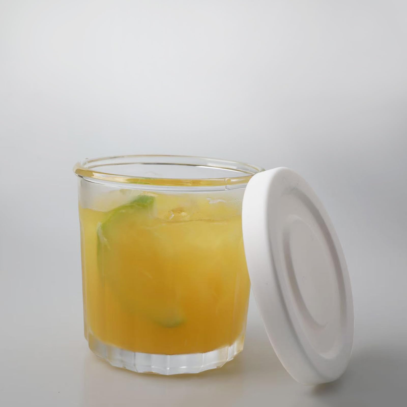 Glasbecher mit Deckel, 396.9 g Trinkgläser, Glaswaren 4er Set, Glasbecher, Vorratsdosen für Lebensmittel