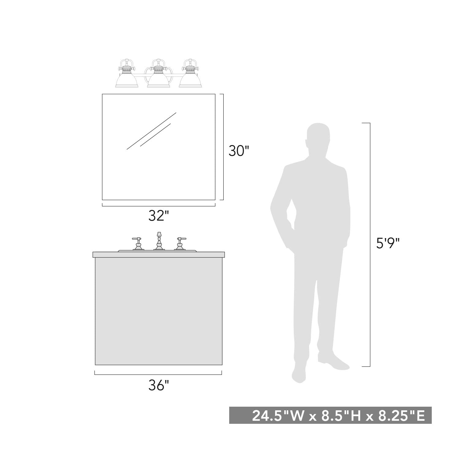 Golden Lighting 3602-BA3 RBZ Duncan Bath Vanity, Rubbed Bronze with Rubbed Bronze Shades- Vanity Lights, Bathroom Vanity Lights, Bathroom Light Fixture, Bathroom Vanity Light