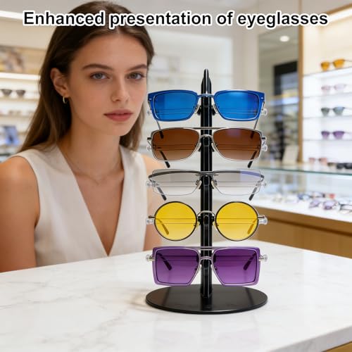 AXVRAV 2 Stück Brillenhalter Brillenständer für 5 Brillen, 35x16cm Brille Ausstellungsstand, Kunststoff Sonnenbrillen Aufbewahrung Brillen Rack Zur Aufbewahrung Und Präsentation für Mehrere Brillen
