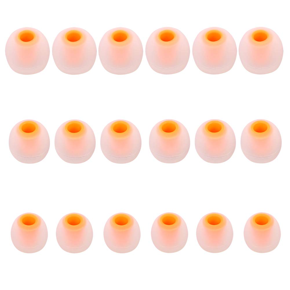 Silicone Earbud Tips - Replacement for In-Ear Headphones (Inner Hole 3.8mm-5.1mm) - 9 Pairs S/M/L - Transparent Orange