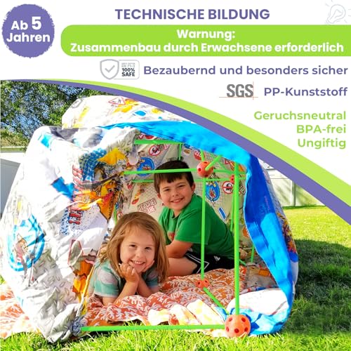 Tiny Land DIY Höhle Kinder Konstruktionsspielzeug - Im Dunkeln Leuchtendes, Outdoor Spielzeug für 5+ ahre alt Junge & Mädchen - 130PCS Kreatives Bauset Für Kinder Höhle Bauen Indoor