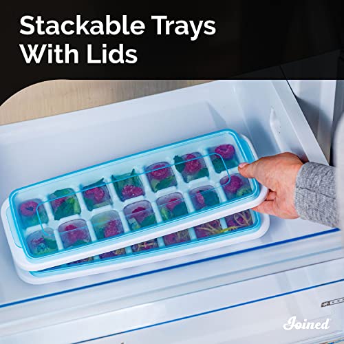 Joined Ice Cube Tray For Freezer (Set Of 2) - Ice Tray With Lid Ice Cube Trays For Freezer With Lid - Ice Trays For Freezer With Lid - Ice Cube Tray With Lid Ice Maker For Freezer Ice Cube Mold #TOP4