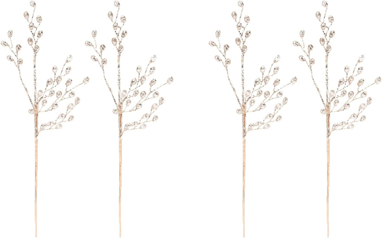 NOLITOY 4Pcs Artificial Bouquets Acrylic Bead Drops Pearls String Beaded Bouquet Crystal Stem Vase Filler for Christmas Bridal Wedding