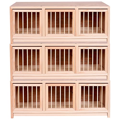 Birdcage 35 Inches Large -Sized Pigeon Cage, Natural Pine Pigeon Nest Boxes Can Be Used for Flying, Outdoor Multi -Purpose Breeding Cage(Natural,35inch*3)