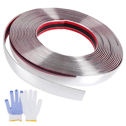 30 mm X 5 m Bande Voiture pour Chrome, Baguettes Chromées sur Le Boîtier du Rétroviseur, Argent Bande de Garniture Voiture Baguette, Murale Moulure Adhesive...