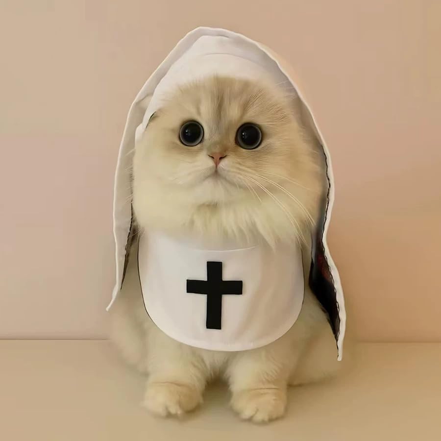 Halloween Katzen Hunde Haustierkostüme,Lustiges Cosplay Sister Habit Umhang Kostüm,für Katzen und Kleine Hunde Halloween Christmas Festival Cosplay Party Haustiere Kleidung (M)