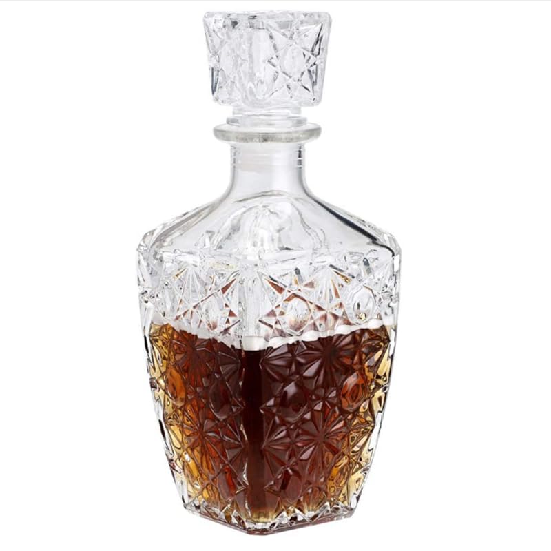 PATRANI FASHION® Crystal Clear Wine Decanter 850 ML, Set of 1 Premium Starburst Cut Liquor Decanter for Bourbon, Scotch, Whiskey, Vodka & Wine - Elegant Barware Accessories for Men, Whisky Lover 4