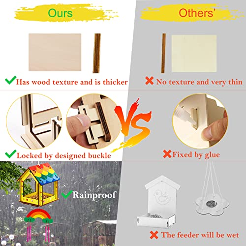 Image of Kids Arts and Crafts for Outdoor,2 Pack Bird Feeder Wind Chime Kits for Children to Build and Paint, DIY Unfinished Wood STEM Painting Activities Crafts Toys for Boys Girls Ages 3-5 4-8 8-12 6-8