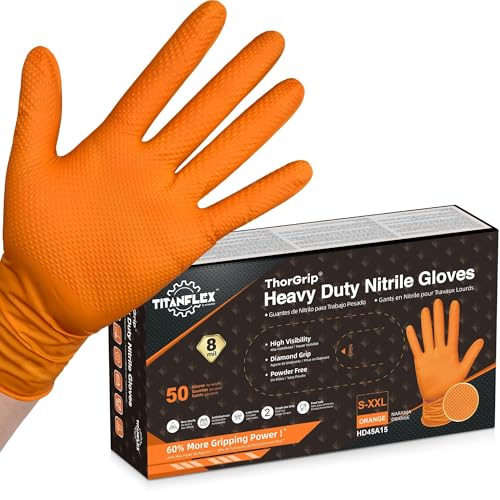 TitanFlex Heavy Duty Nitrile Gloves 8-mil Large, 50-ct