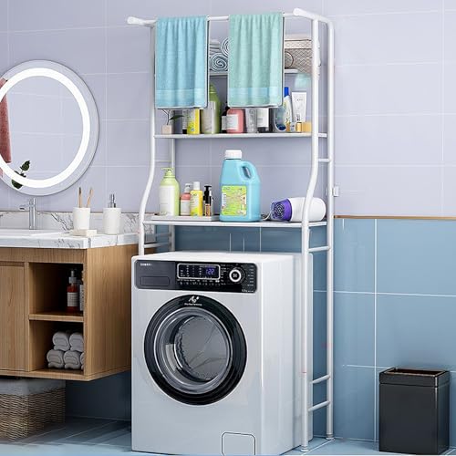 Over The Washer Storage Shelf Washer Dryer Stand Stacking Kit with Countertop Space-Saving Laundry Room nizer Toilet Holder for Apartments & Bedrooms Tumble Dryer Accessory
