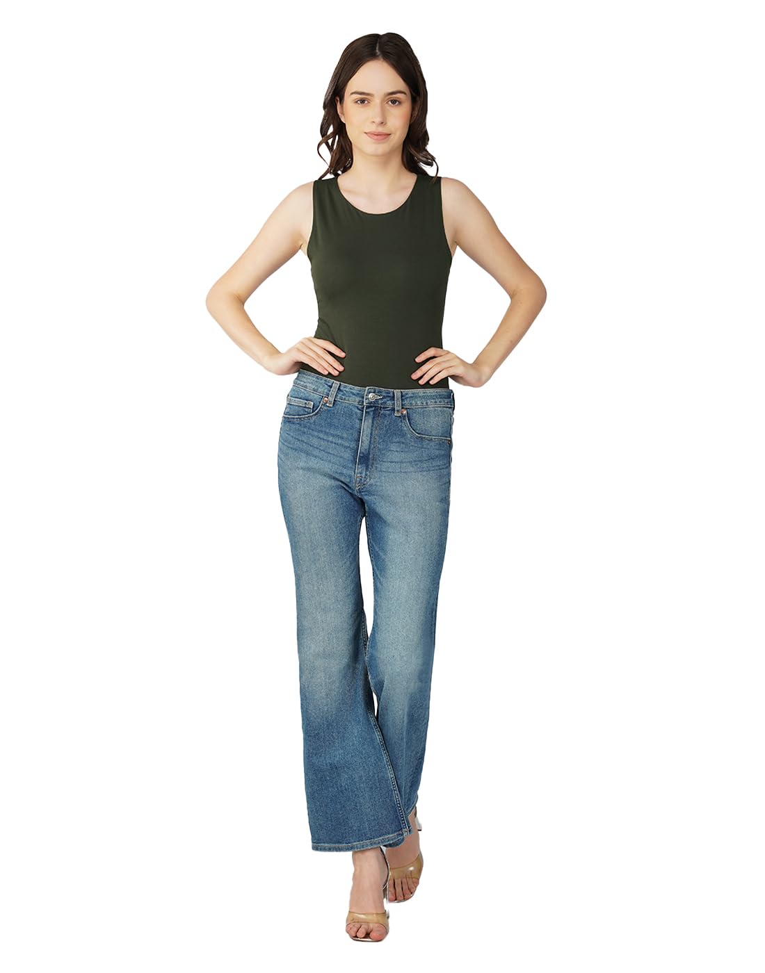 one way Women's Solid Slim Fit Dark Olive Bodysuit-picture-24