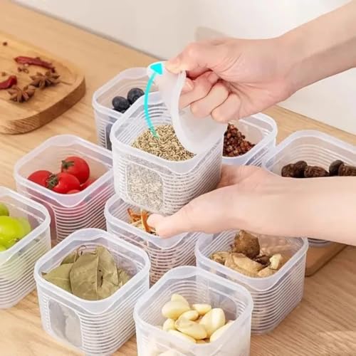 Image of Transparent PP Kitchen Storage Box with Lid - 6 Compartment Snack & Food Organizer Tray| 6 Grid Snack Storage Container - Transparent PP Food Organizer with Airtight Lid