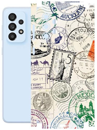 Image of AtOdds - Full Body Back Screen Guard Protector Film - Lamination Wrap Skin Sticker Compatible with Samsung Galaxy A33 (5G) | Scratchproof Matte Finish (Stamps)