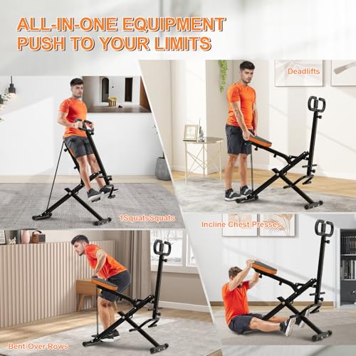 Image of Squat Machine for Home, Squat Assist Trainer with Adjustable Resistance, Foldable Rowing Machine, LCD Display, Exercise Trainer with 265LBS Capacity for Glutes Legs Workout